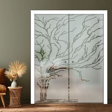 Double Pocket Sliding Glass Door with Frosted Design PSGD-0877