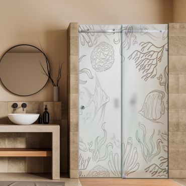 Frameless Sliding Glass Shower Door with Frosted Design FSGS - 0304