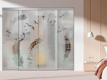 4 Panel Frameless Closet Glass Sliding Bypass Door Fsg4-0280