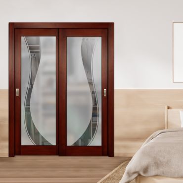 2 Leaf Premium Line Bypass Sliding Closet Door with Hardware & Frosted SD - 1639