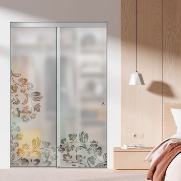 Frameless 2 Leaf Sliding Closet Bypass Glass Door with Hardware CGD - 0276