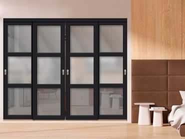 4 Leaf Glass Sliding Bypass Closet Door Shaker Style SD-1783