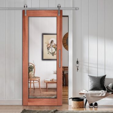 Wire Brushed Pattern Mirror Sliding Barn Door SD-0265