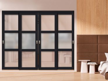 4 Leaf Glass Sliding Bypass Closet Door Shaker Style SD-1784