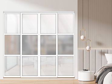 3 Panel Closet Door with Frosted & White Painted Glass Insert SD-1804