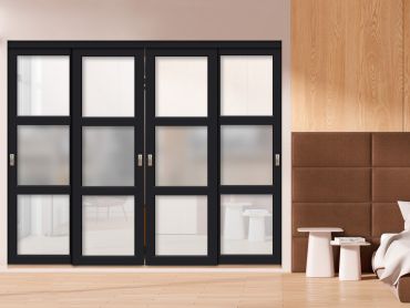 4 Leaf Glass Sliding Bypass Closet Door Shaker Style SD-1780