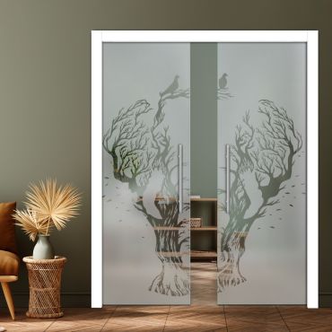 Double Pocket Sliding Glass Door with Frosted Design PSGD-0905