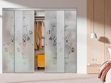 4 Panel Frameless Closet Glass Sliding Bypass Door Fsg4-1588