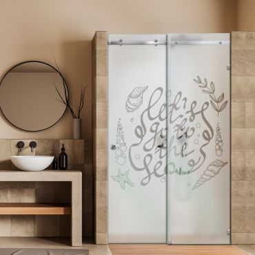 Frameless Sliding Glass Shower Door with Frosted Design FSGS - 0329