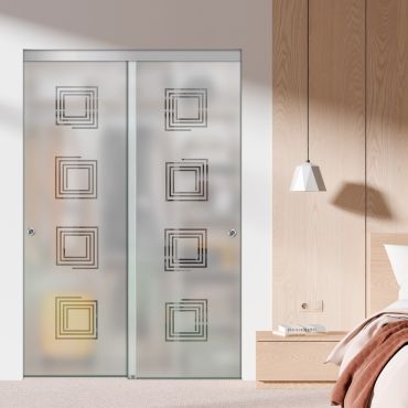 Frameless 2 Leaf Sliding Closet Bypass Glass Door with Hardware CGD - 1530