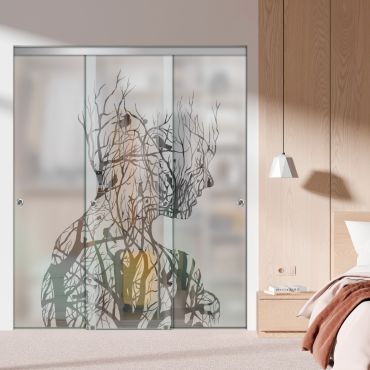 3 Panel Frameless Closet Glass Sliding Bypass Door Fsg3-1559