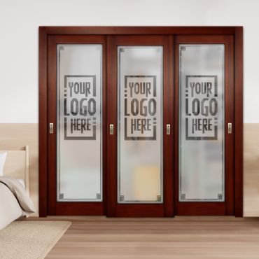 3 Leaf Premium Line Bypass Sliding Closet Door Customized (With Your Logo) with Glass Insert-1697