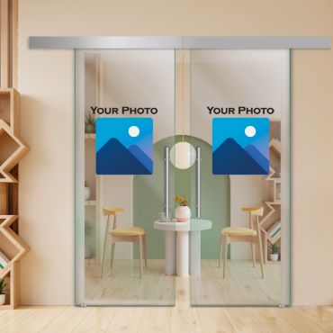 Double Sliding Barn Glass Door Customized (With Your Photo) ALU100 ASB2-1987