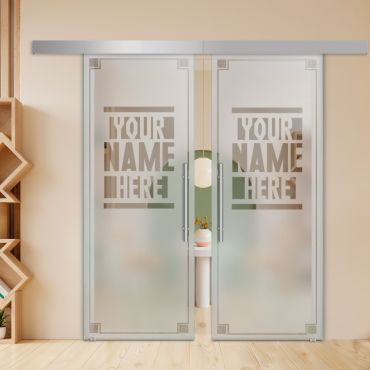 Double Sliding Barn Glass Door Customized (With Your Name) ALU100 ASB2-1989