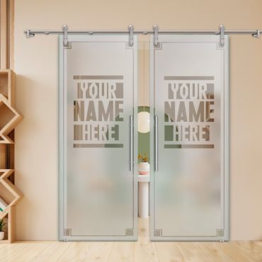 Double Sliding Barn Glass Door Customized (With Your Name) ALU100 ASB2-1989
