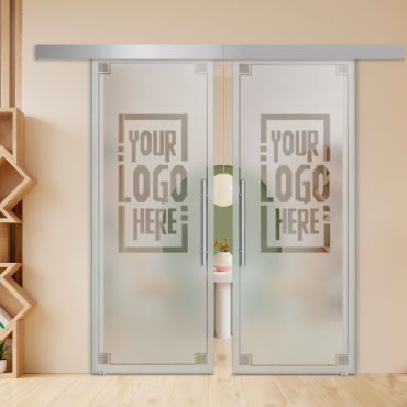 Double Sliding Barn Glass Door Customized (With Your Logo) ALU100 ASB2-1988