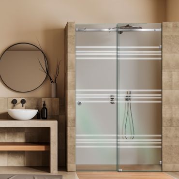 Frameless Sliding Glass Shower Door with Frosted Design FSGS - 0332