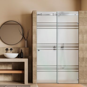 Frameless Sliding Glass Shower Door with Frosted Design FSGS - 0332