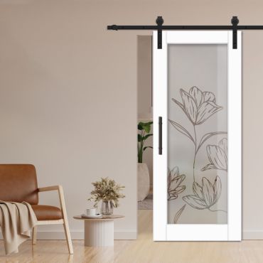1 Lite Sliding Barn Door with Glass Insert WGD - 1332