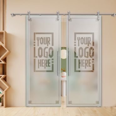Double Sliding Barn Glass Door Customized (With Your Logo) ALU100 ASB2-1988