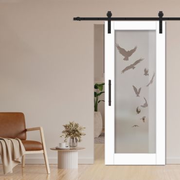 1 Lite Sliding Barn Door with Glass Insert WGD - 1336