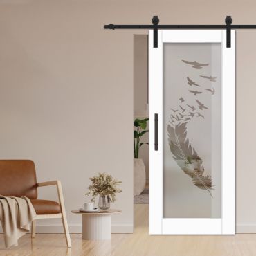 1 Lite Sliding Barn Door with Glass Insert WGD - 1337