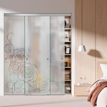 3 Panel Frameless Closet Glass Sliding Bypass Door Fsg3-1532