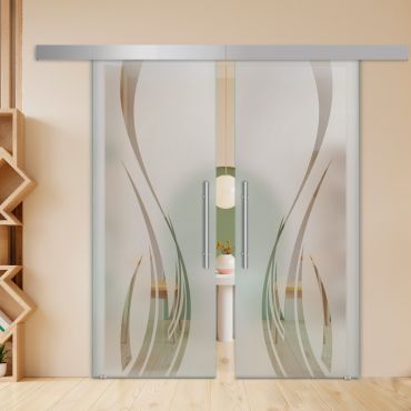 Double Sliding Barn Glass Door ALU100 ASB2-1983