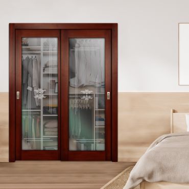 2 Leaf Premium Line Bypass Sliding Closet Door with Hardware & Frosted SD - 1640