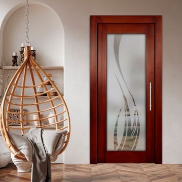 Self-Closing Wood Interior Door with Glass Insert PWGD-1446