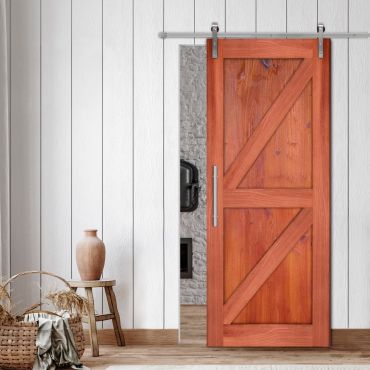 Wire Brushed Pattern Wood Vertical Line Sliding Barn Door WD - 1465