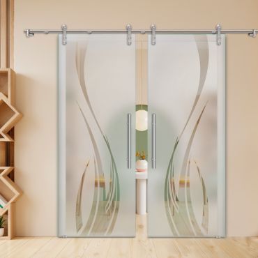 Double Sliding Barn Glass Door ALU100 ASB2-1983