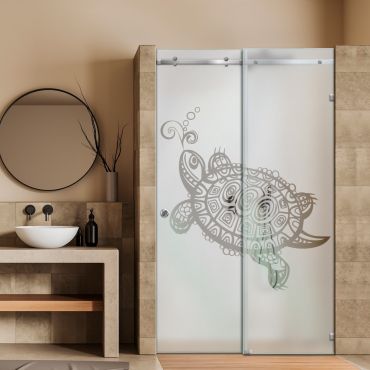 Frameless Sliding Glass Shower Door with Frosted Design FSGS - 0339