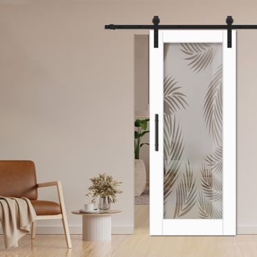1 Lite Sliding Barn Door with Glass Insert WGD - 1340