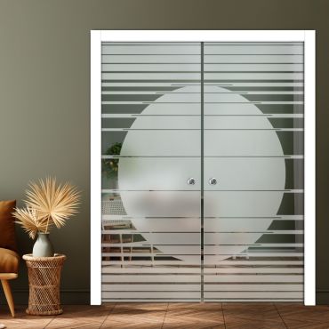 Double Pocket Sliding Glass Door with Frosted Design PSGD-0917