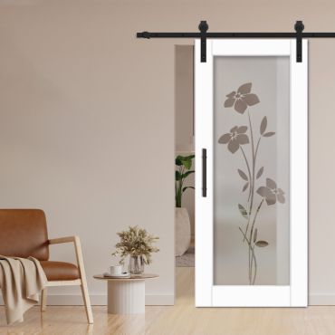 1 Lite Sliding Barn Door with Glass Insert WGD - 1341