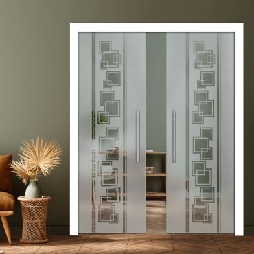 Double Pocket Sliding Glass Door with Frosted Design PSGD-0919