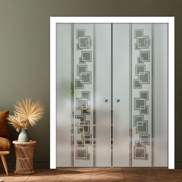 Double Pocket Sliding Glass Door with Frosted Design PSGD-0919