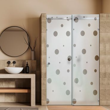 Frameless Sliding Glass Shower Door with Frosted Design FSGS - 0342