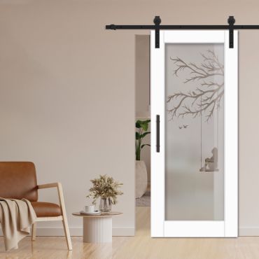 1 Lite Sliding Barn Door with Glass Insert WGD - 1343