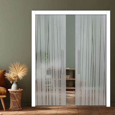 Double Pocket Sliding Glass Door with Frosted Design PSGD-0920