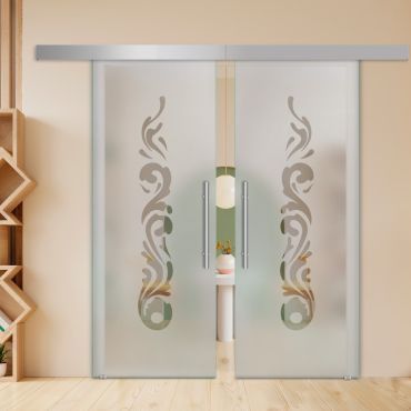 Double Sliding Barn Glass Door ALU100 ASB2-1984