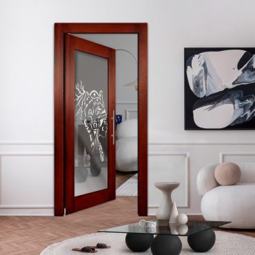 Self Closing Pivot Wooden Mirror Door PWMD-1734