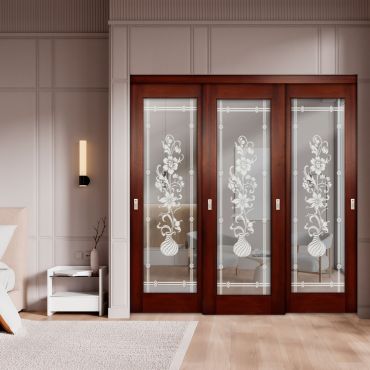 3 Leaf Premium Line Bypass Sliding Closet Door with Mirror Insert SD-1610