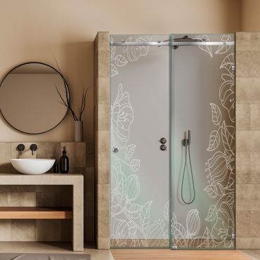 Frameless Sliding Glass Shower Door with Frosted Design FSGS - 0306