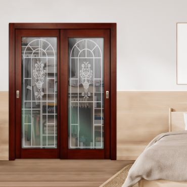 2 Leaf Premium Line Bypass Sliding Closet Door with Hardware & Frosted SD - 1641