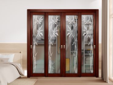 4 Leaf Premium Line Bypass Sliding Closet Door with Glass Insert & Frosted Design PBSW-1706