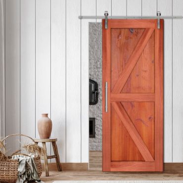 Wire Brushed Pattern Wood Vertical Line Sliding Barn Door WD - 1466