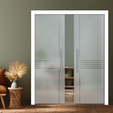 Double Pocket Sliding Glass Door with Frosted Design PSGD-0925
