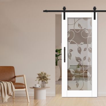 1 Lite Sliding Barn Door with Glass Insert WGD - 1348